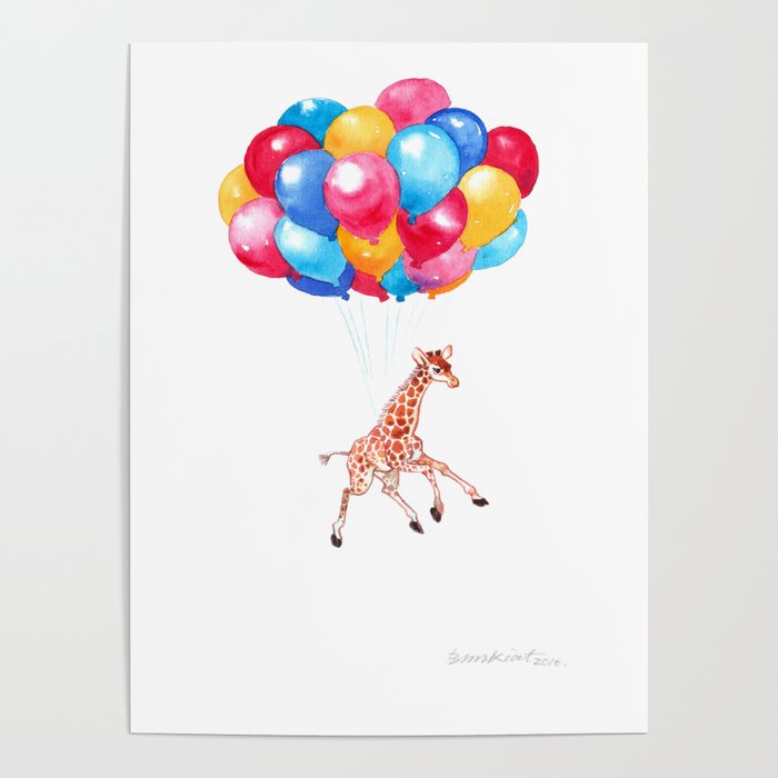 Baby Giraffe can Fly Poster by Big Nose Work Society6