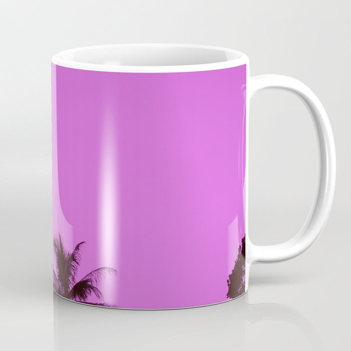 Tropical palm trees on blue pink Coffee Mug