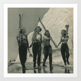 Ski Girls, 1942 Vintage ski Art Print