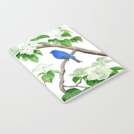 Royal Blue-Indigo Bunting in the Dogwoods by Teresa Thompson Notebook