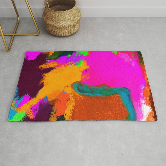 Muted Abstract Modern Clouds Pink Rug