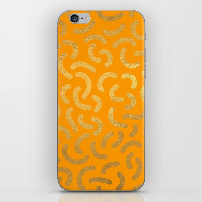 Orange Gold colored abstract lines pattern iPhone Skin
