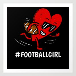 Heart Playing Football Valentines Day Girls Art Print