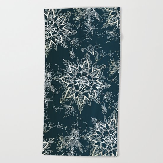 Zendala snowflake denim Beach Towel