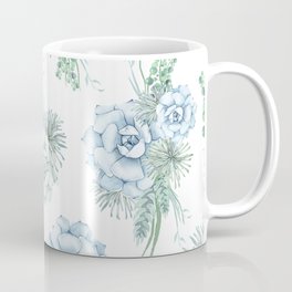 Succulents Pastel Mint Green Turquoise Teal Sky Blue Pattern Coffee Mug