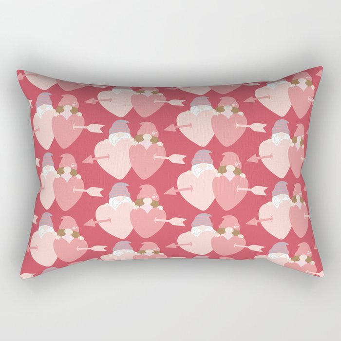 Cute Valentines Day Heart Gnome Lover Rectangular Pillow