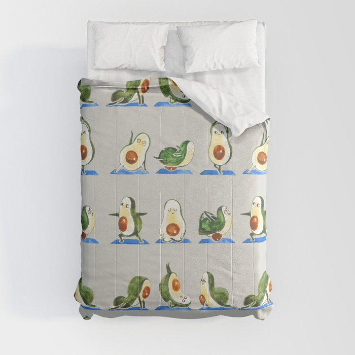 Avocado Yoga Watercolor Comforter