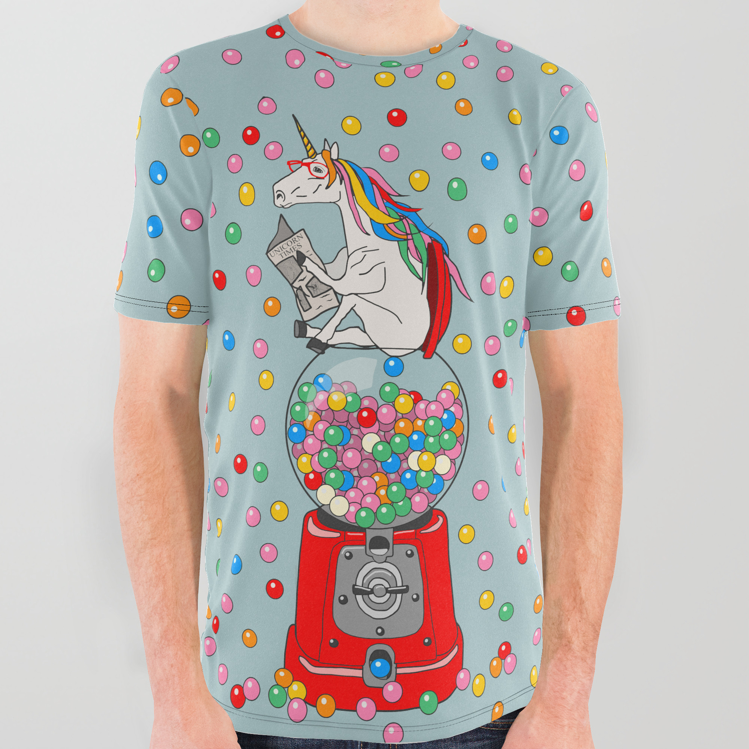 Unicorn Gumball Poop All Over Graphic Tee By Notsniw Society6