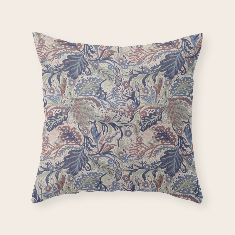 Muted Colors Flower Field Soft Moss Green Leaves Intricate