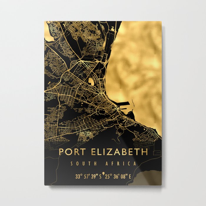 PORT ELIZABETH MAP SOUTH AFRICA Metal Print