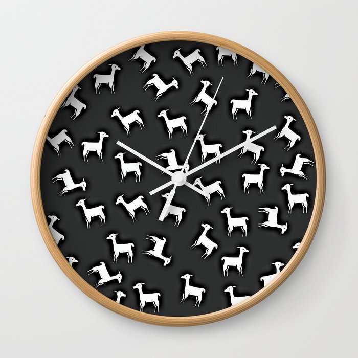 ALPACA PATTERN BLACK Wall Clock