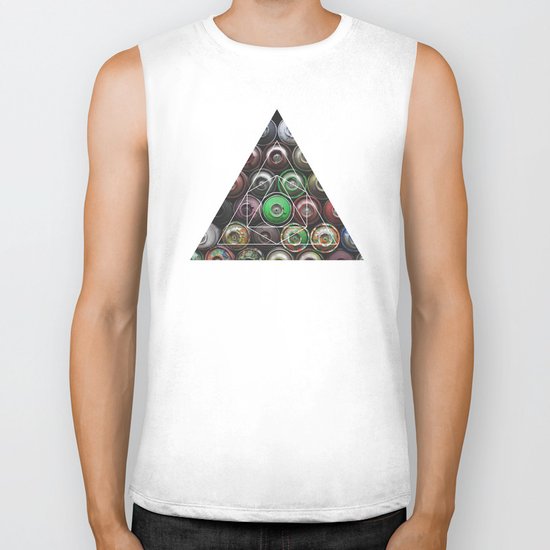 Graffiti Spray Cans - Geometric Photography Biker Tank