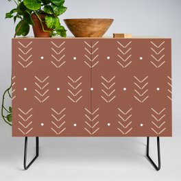 Arrow Lines Geometric Pattern 8 in Terracotta and Beige Credenza