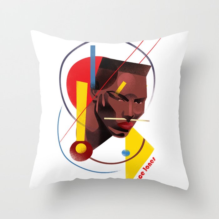 Famous people in a bauhaus style - Grace Jones Throw Pillow