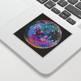 Disco Ball Digital Oil Paint Teal Sticker