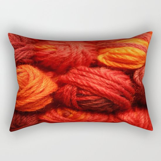 Many Balls of Wool in Shades of Red Rectangular Pillow