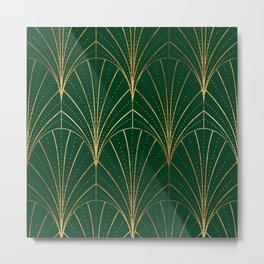 Art Deco Waterfalls // Emerald Green Metal Print | Homedecor, And, Pattern, Fans, Foil, Digital, Outline, Glamorous, Emerald, 1920S 