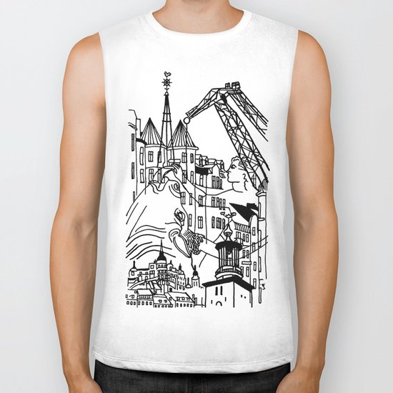 Three City Silhouettes Biker Tank