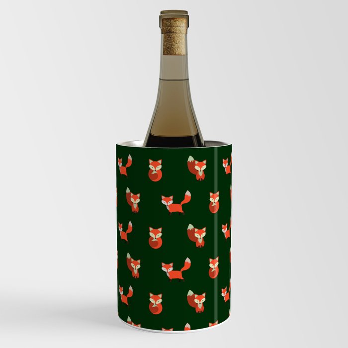 Red Foxes (on green) Wine Chiller