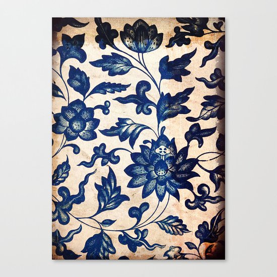 Blue Oriental Vintage Tile 06 Canvas Print