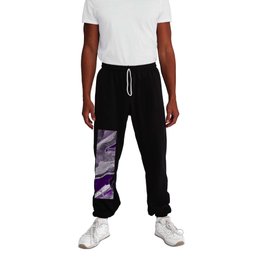 Dark Violet Marble Agate Silver Glitter Glam #1 (Faux Glitter) #decor #art #society6 Sweatpants