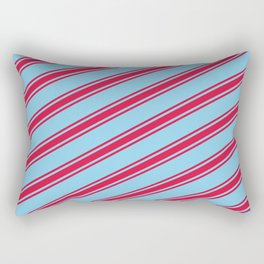 [ Thumbnail: Sky Blue & Crimson Colored Lines/Stripes Pattern Rectangular Pillow ]