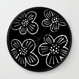 Black and white flowers pattern Wall Clock