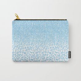 Light Blue Glitter Leopard Print Ombre Design Carry-All Pouch