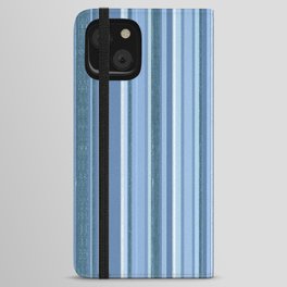 Blue Stripes Pattern iPhone Wallet Case