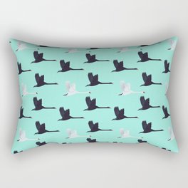 Flying Elegant Swan Pattern on Seafoam Background Rectangular Pillow