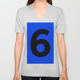Number 6 (Black & Blue) V Neck T Shirt