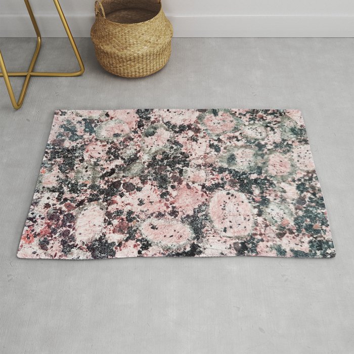 Rustic Vintage Black Pastel Pink Marble Rug By Pink Water Society6