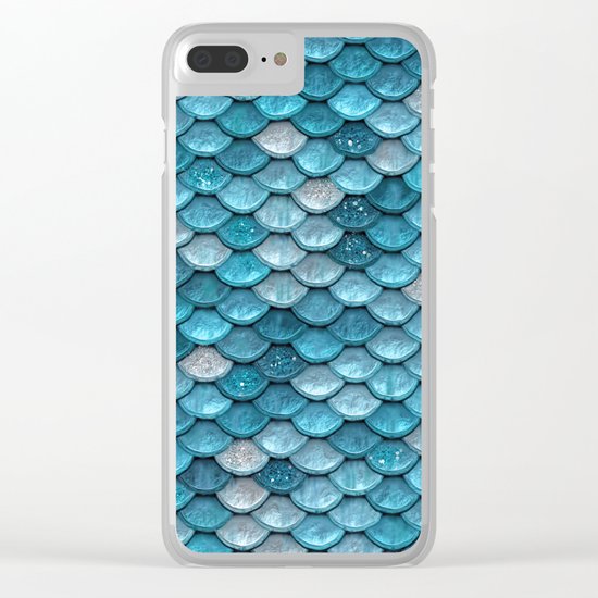 Luxury turquoise mermaid sparkling glitter scales - Mermaidscales Clear iPhone Case