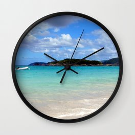 Watercolor Landscape Cinnamon Bay Beach 02, This is the Life! Wall Clock
