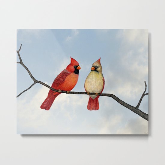 cardinal couple Metal Print