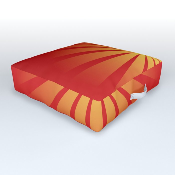Sunburst on Red Outdoor Floor Cushion