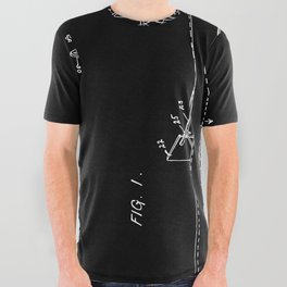 Wright Brothers Patent: Flying Machine - White on Black All Over Graphic Tee