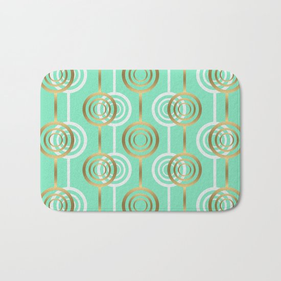 Gold and Mint Bath Mat