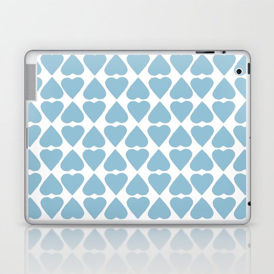 Diamond Hearts Repeat Blue Laptop & iPad Skin