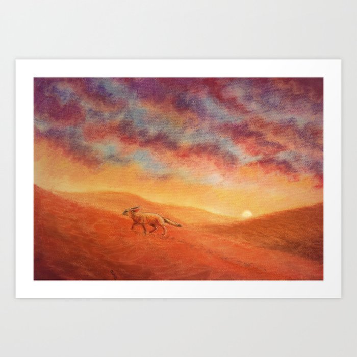 Fennec Fox Sunset Art Print
