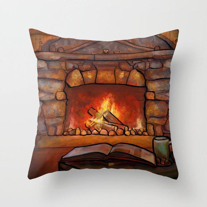 Fireplace Winter Warming Image Throw Pillow By Kpalana Society6
