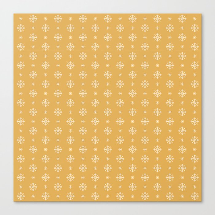 Christmas Pattern Yellow Retro Snowflake Canvas Print