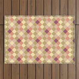 Peach, Mauve & Olive Quilt Pattern Outdoor Rug