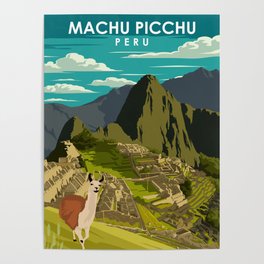 Machu Picchu Peru Vintage Minimal Inca Travel Poster Poster