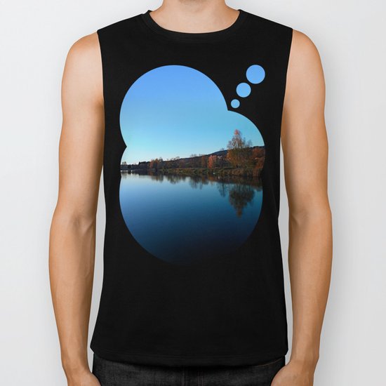 Indian summer sunset at the fishing lake | waterscape photography Biker Tank