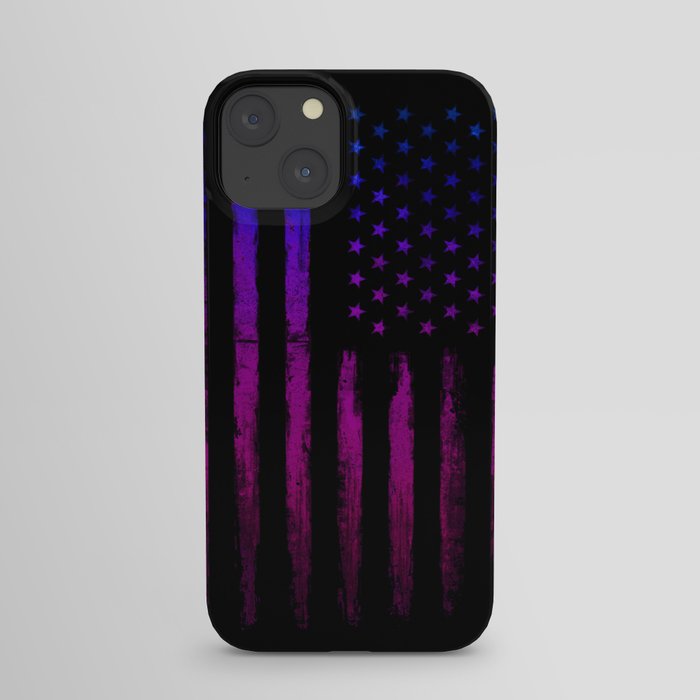 Gradient grunge American flag Black ink iPhone Case