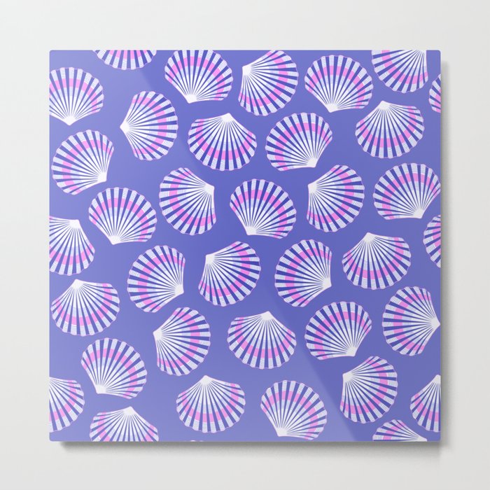 Purple Sea Scallop Shell Pattern Metal Print