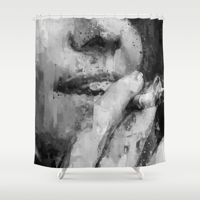 Girl Smoking Cigarette Black And White Painting Illustration