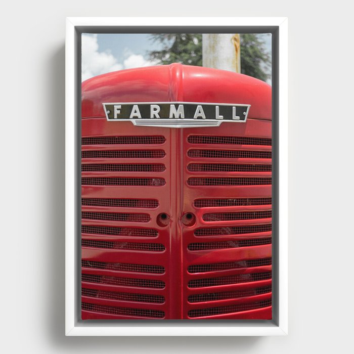 Vintage Farmall M Grill Antique Red Tractor Framed Canvas