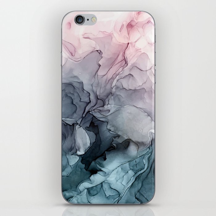 Blush and Payne's Grey Flowing Abstract Painting iPhone Skin